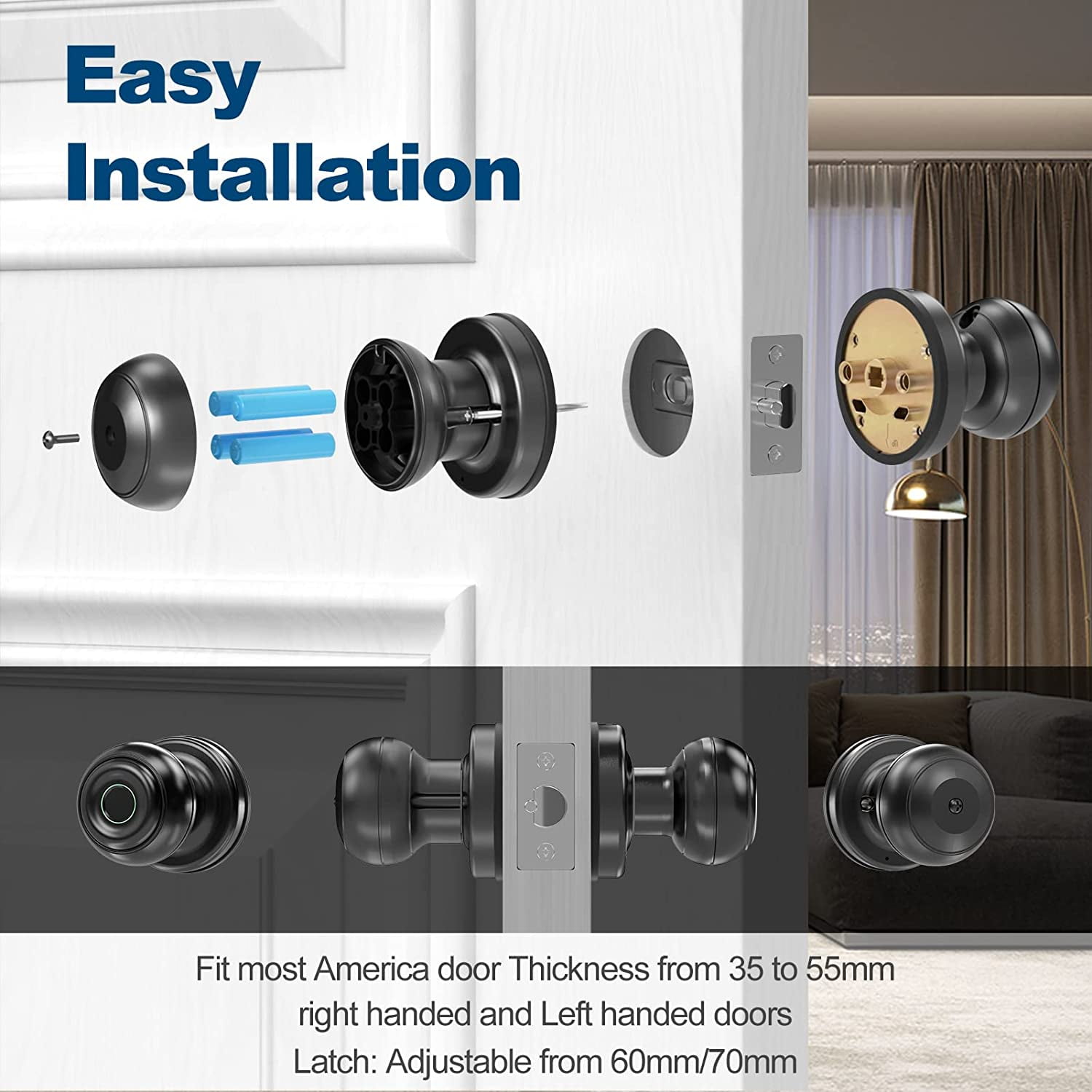 Smart Fingerprint Door Knob with App Control