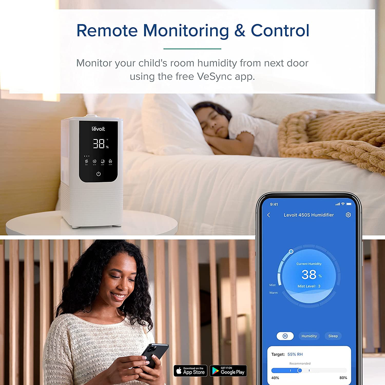 LEVOIT Smart Cool/Warm Mist Humidifier with Aromatherapy, 4.5L
