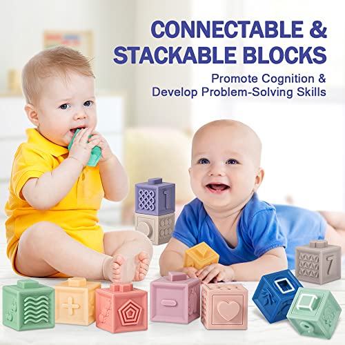Montessori Baby Toy Set: Stacking Blocks, Teething Toys & Sensory Balls