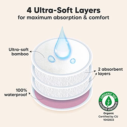 Organic Bamboo Nursing Breast Pads - Reusable & Washable