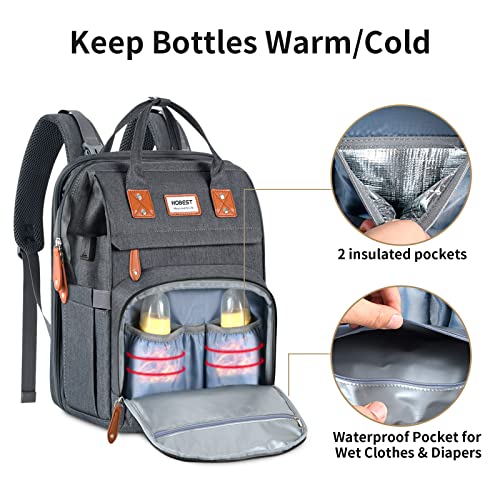 Multifunctional Waterproof Diaper Backpack with USB Port