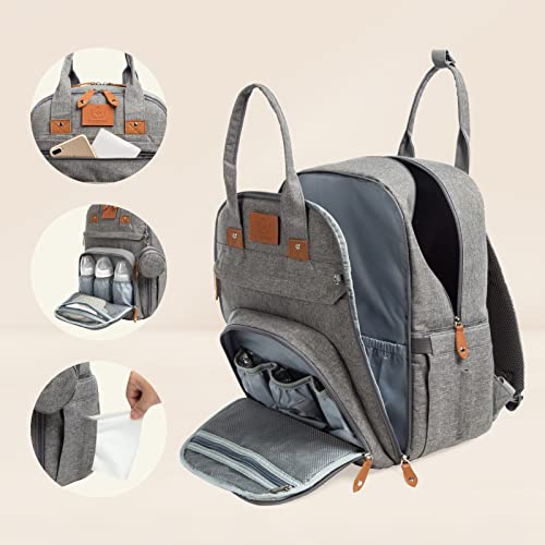 KeaBabies Backpack Diaper Bag - Classic Gray