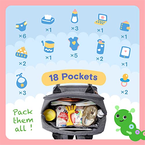 Unisex Waterproof Baby Diaper Backpack with Accessories
