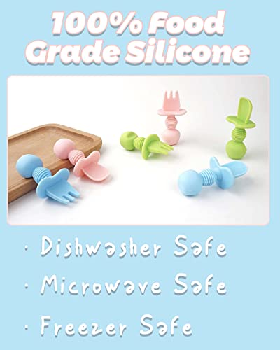 6pcs Silicone Baby Spoon & Fork Set - Weaning Utensils