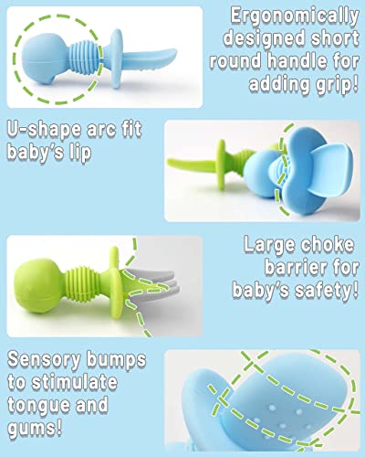6pcs Silicone Baby Spoon & Fork Set - Weaning Utensils