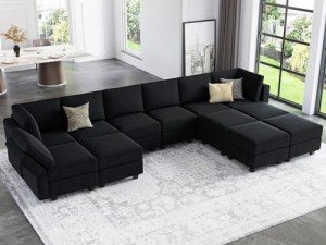 Oversized U-Shaped Velvet Modular Sectional Sofa