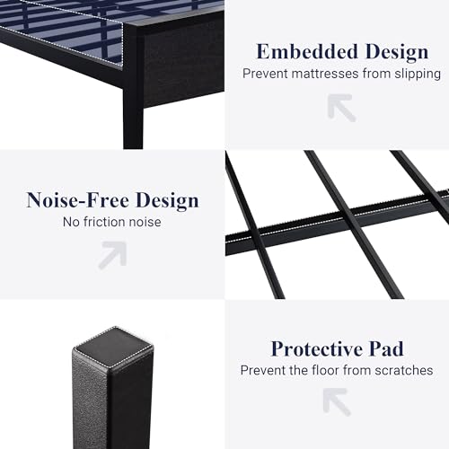 Allewie Full Size Black Oak Platform Bed Frame