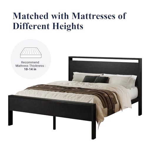 Allewie Full Size Black Oak Platform Bed Frame