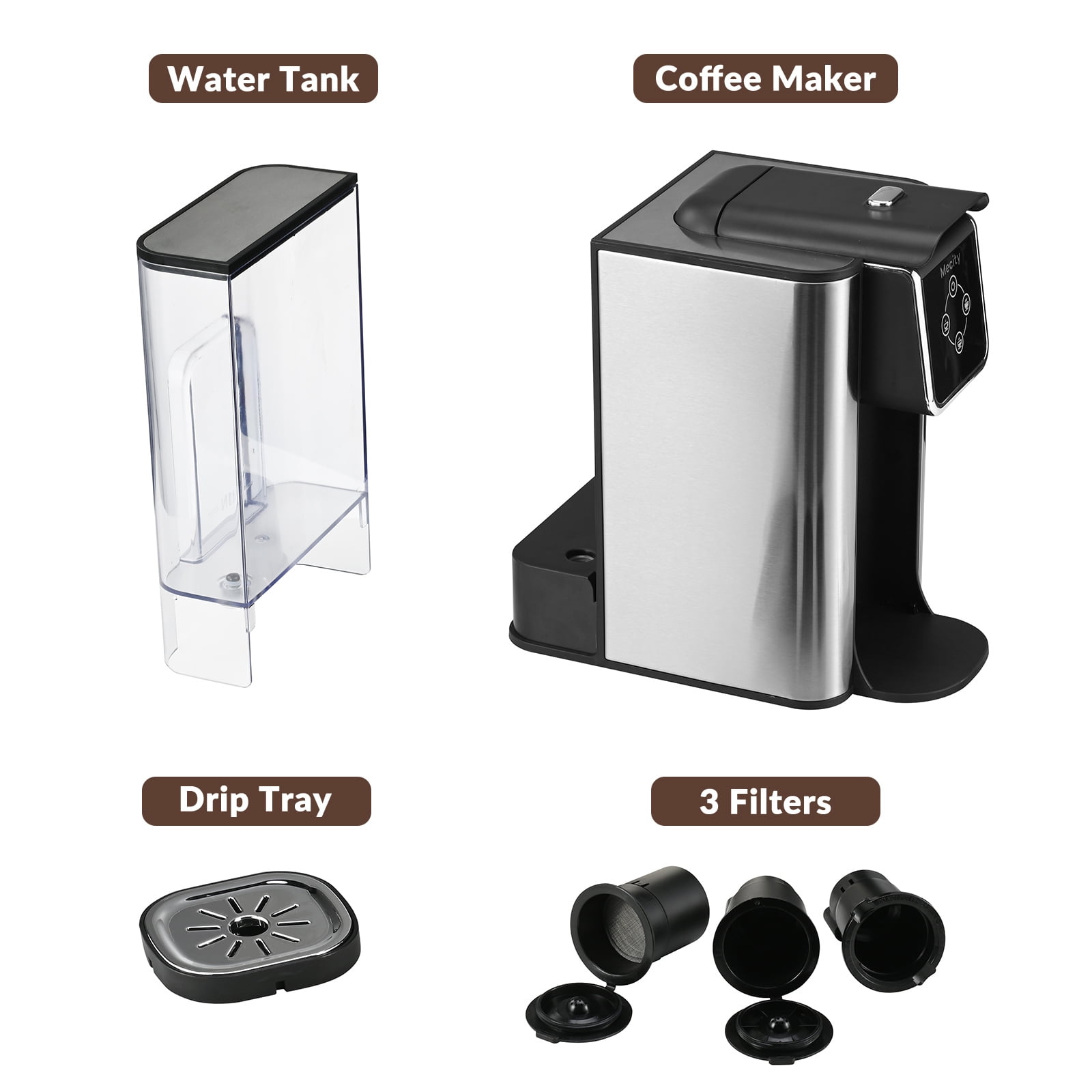 Mecity 3-in-1 Single Serve Coffee Maker