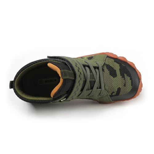 KUBUA Kids Barefoot Shoes Boys Girls Minimalist High Top Sneakers Zero Drop Splay Shoes for Sports Trekking Hiking Tennis Running Green 4 Big Kid