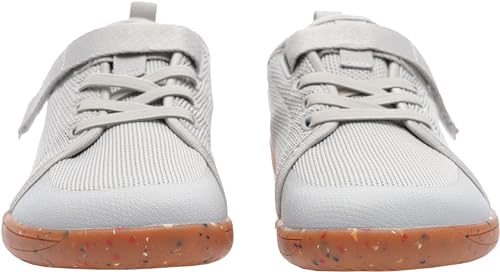 WHITIN Kids Wide Barefoot Shoes for Boys Girls Minimalist Wide Toe Box Zero Drop Sneakers Size 3 Big Walking Athletic Training Jogging Gifts Grey Multi 35