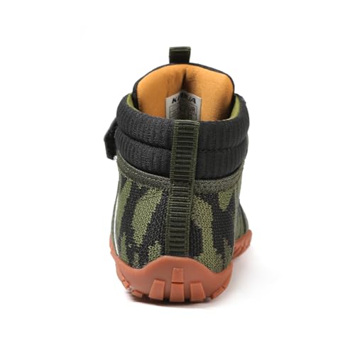 KUBUA Kids Barefoot Shoes Boys Girls Minimalist High Top Sneakers Zero Drop Splay Shoes for Sports Trekking Hiking Tennis Running Green 4 Big Kid