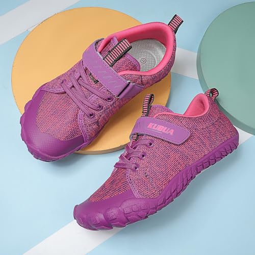KUBUA Barefoot Shoes for Kids Boys Girls Minimalist Sports Sneakers Naturally Zero Drop Running Walking Tennis Athletic Training Gym A Purple 1 Big Kid
