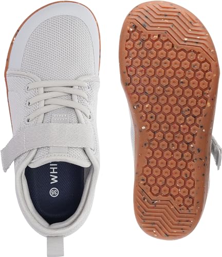 WHITIN Kids Wide Barefoot Shoes for Boys Girls Minimalist Wide Toe Box Zero Drop Sneakers Size 3 Big Walking Athletic Training Jogging Gifts Grey Multi 35