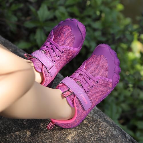 KUBUA Barefoot Shoes for Kids Boys Girls Minimalist Sports Sneakers Naturally Zero Drop Running Walking Tennis Athletic Training Gym A Purple 1 Big Kid