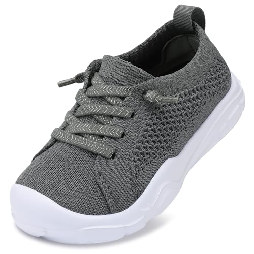 LeIsfIt Toddler Barefoot Shoes Girls Boys Lightweight Sneakers Kids Tennis Shoes Slip on Shoes Dark Grey
