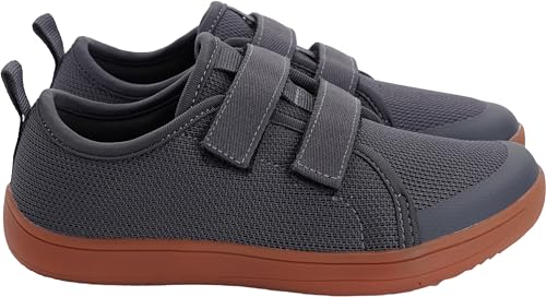 WHITIN Kids Wide Barefoot Shoes for Boys Girls Minimalist Zero Drop Sneakers Size 5 Big Kid Athletic Walking Tennis Sports Flat Running Grey Gum 36