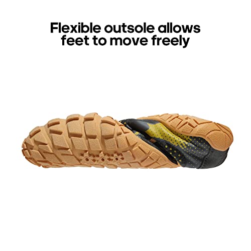 NORTIV 8 Unisex-Child Quick Dry Lightweight Barefoot Outdoor Athletic Water Sports Shoes, Dark Grey/Yellow - 4 Big Kid (Aqua-k1)