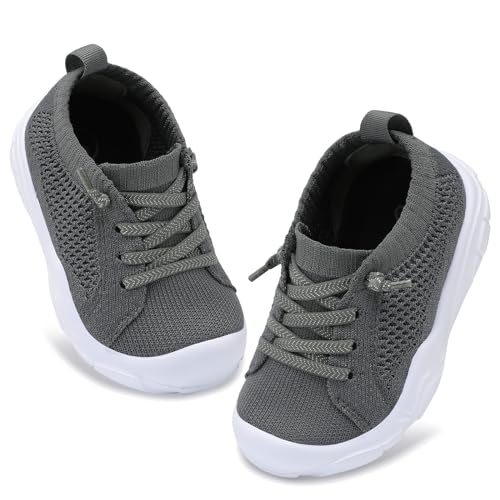LeIsfIt Toddler Barefoot Shoes Girls Boys Lightweight Sneakers Kids Tennis Shoes Slip on Shoes Dark Grey