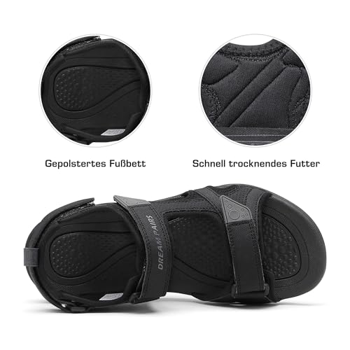 DREAM PAIRS Men's Sandals Hiking Water Beach Sport Outdoor Athletic Arch Support Summer Sandals,Size 10,BLACK,SDSA228M