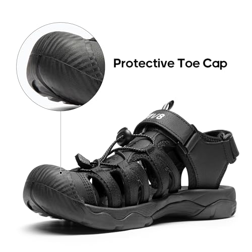 NORTIV 8 Men's Sandals, Closed Toe Athletic Sport Sandals, Mens Summer Shoes, Lightweight Trail Walking Sandals for Men Black Size 11 US SNAS222M