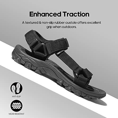 NORTIV 8 Men's Sandals Hiking Sports Lightweight Summer Water Arch Support River Open Toe Athletic Trail Outdoor Walking SandalsAll/black Size 10.5 LANGDO 2