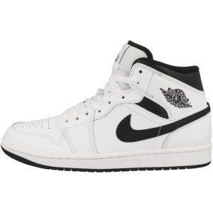 Jordan Men's 1 Mid White/Black Sports Shoes