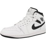 Jordan Men's 1 Mid White/Black Sports Shoes