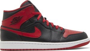 Men's Jordan Nike Air 1 Mid Shoes - Black/Red