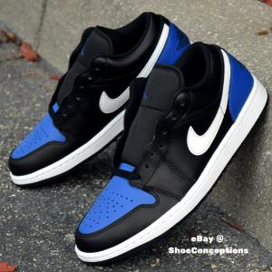 Air Jordan 1 Low Men's Shoes, Black/Game Royal, Size 9.5