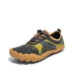 NORTIV 8 Unisex-Child Quick Dry Lightweight Barefoot Outdoor Athletic Water Sports Shoes, Dark Grey/Yellow - 4 Big Kid (Aqua-k1)