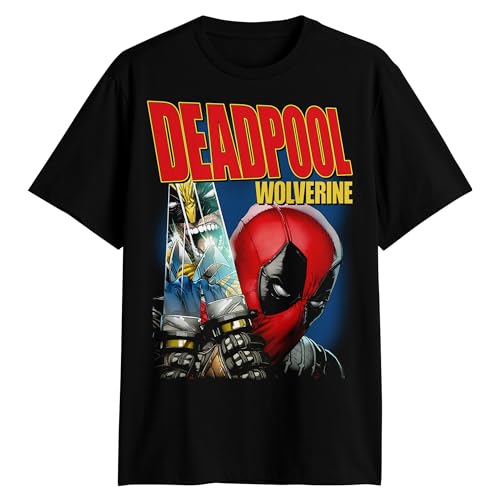 Deadpool Wolverine Magazine Graphic T-Shirt - Black