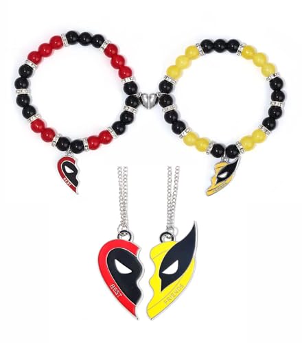 Deadpool & Wolverine Friendship Bracelets and Necklace Set