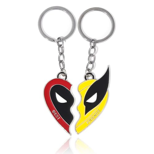 Deadpool & Wolverine Best Friends Heart Keychains