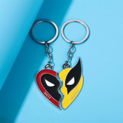 Deadpool & Wolverine Best Friends Heart Keychains