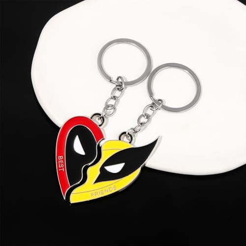 Deadpool & Wolverine Best Friends Heart Keychains