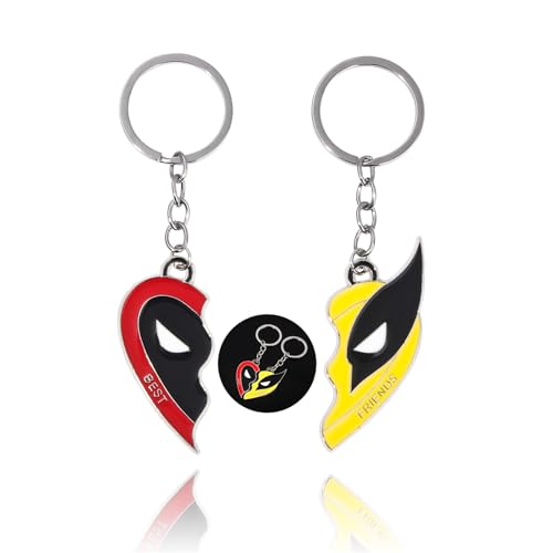 Deadpool & Wolverine Best Friends Heart Keychains
