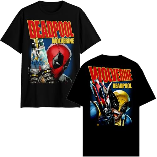 Deadpool Wolverine Magazine Graphic T-Shirt - Black