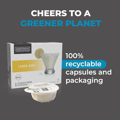 Bartesian Lemon Drop Cocktail Mixer Capsules, Pack of 8 Cocktail Capsules, for Bartesian Premium Cocktail Maker (55446)