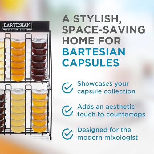 Bartesian Cocktail Capsules Holder Rack - Against-The-Wall Cocktails Capsule Storage Organizer Dispenser for Up to 36 Capsules - Home Bar Accessories for Cocktail Maker Machine - 10" x 6" x 16"