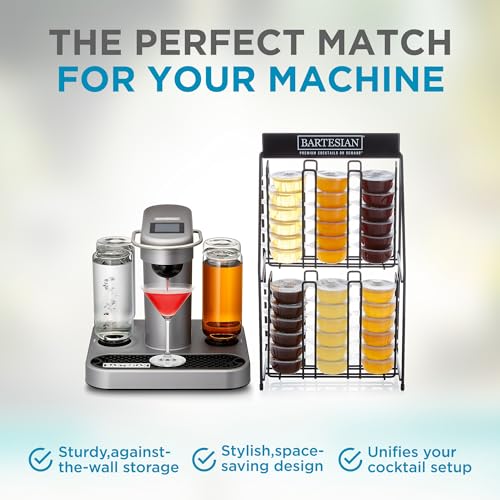 Bartesian Cocktail Capsules Holder Rack - Against-The-Wall Cocktails Capsule Storage Organizer Dispenser for Up to 36 Capsules - Home Bar Accessories for Cocktail Maker Machine - 10" x 6" x 16"