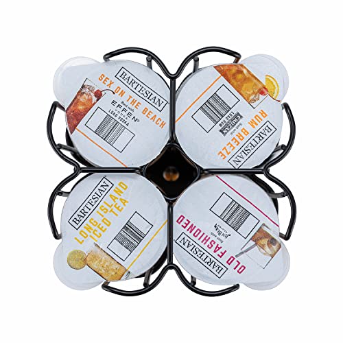 Flagship Cocktail Pod Holder for Bartesian Pod Storage Save Space Counter Black Metal Smooth Rotation Carousel (28 Pods Capacity)