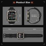 Rgthuhu Military Smart Watches for Men (Answer/Make Call), 100M Waterproof Rugged Smart Watch for Android Phones and iPhone, 1.9" Outdoor Sports Fitness Tracker with Heart Rate, Sleep Monitor, Black