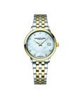 RAYMOND WEIL Toccata Ladies Watch, Quartz, Mother-of-Pearl Dial with 11 Diamonds, Stainless Steel, Two-Tone Stainless Steel with Yellow Gold PVD Plating, 29 mm (Model: 5985-STP-97081)
