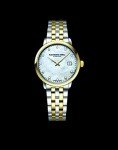 RAYMOND WEIL Toccata Ladies Watch, Quartz, Mother-of-Pearl Dial with 11 Diamonds, Stainless Steel, Two-Tone Stainless Steel with Yellow Gold PVD Plating, 29 mm (Model: 5985-STP-97081)
