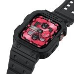 amBand Compatible with Apple Watch Series 9/8/7/SE (2nd)/SE/6/5/4/3 Band for Men 45mm 44mm 42mm Case, Rugged Sport Strap for iWatch 45/44 mm Military Protective Cover Bumper Drop-Proof, Matte Black