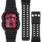 amBand Compatible with Apple Watch Series 9/8/7/SE (2nd)/SE/6/5/4/3 Band for Men 45mm 44mm 42mm Case, Rugged Sport Strap for iWatch 45/44 mm Military Protective Cover Bumper Drop-Proof, Matte Black