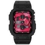 amBand Compatible with Apple Watch Series 9/8/7/SE (2nd)/SE/6/5/4/3 Band for Men 45mm 44mm 42mm Case, Rugged Sport Strap for iWatch 45/44 mm Military Protective Cover Bumper Drop-Proof, Matte Black