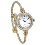 2Tone Gold Silver Cable Band Ladies Bangle Cuff Watch