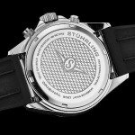 Stuhrling Aquamaster Quartz Chronograph Watch Silver Dial Screw Down Crown Luminous Hands, Ceramic Bezel, Black Rubber Band for Men 42mm Case Date Water Resistance (Silver)